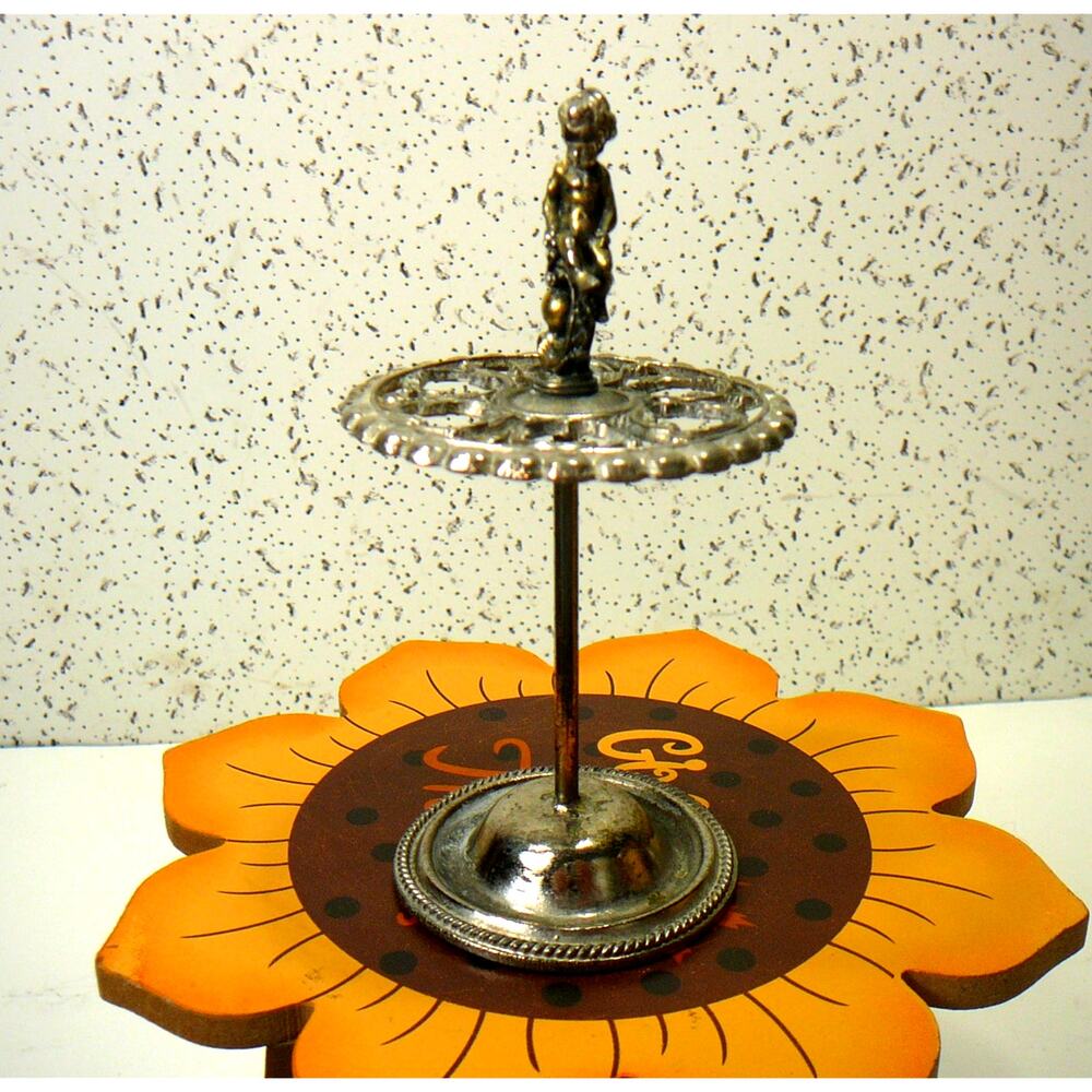 Vintage Mementos Cherub Toothbrush Holder Silver Plate